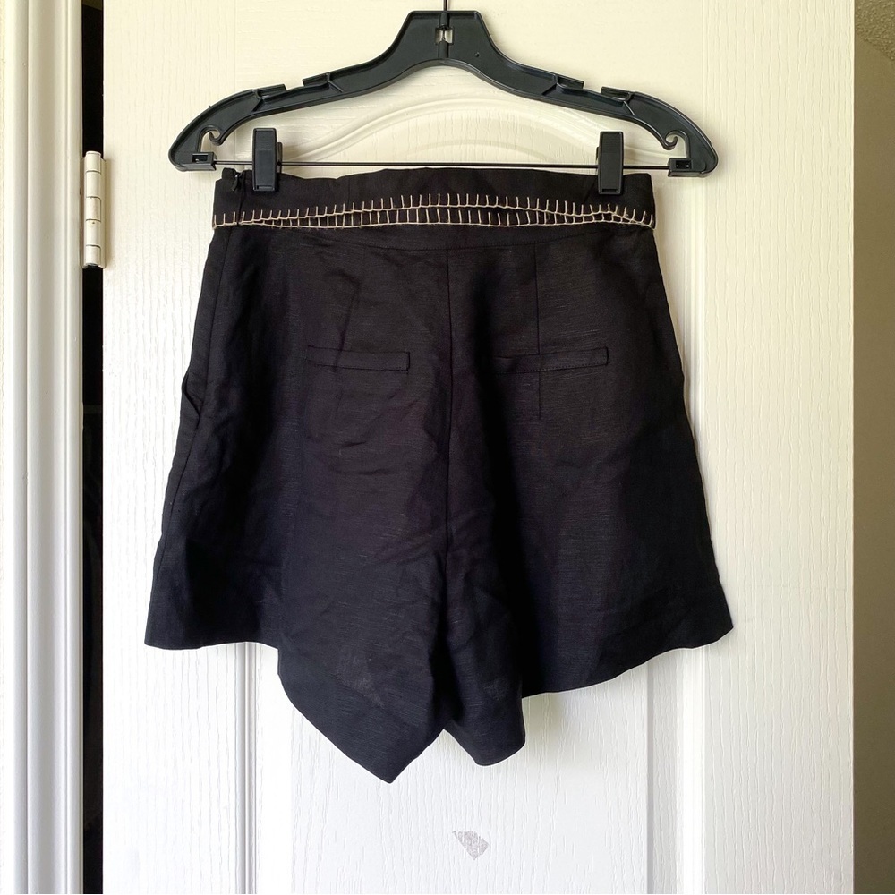 Hunter Bell Shorts Ashton Linen Lightweight Belt Tie High-Waisted Onyx 0 NWT - Picture 7 of 7